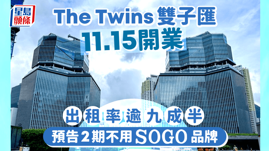 啟德The Twins雙子匯11.15開業 出租率逾95% 預告2期不用「SOGO」品牌｜附各樓層布局