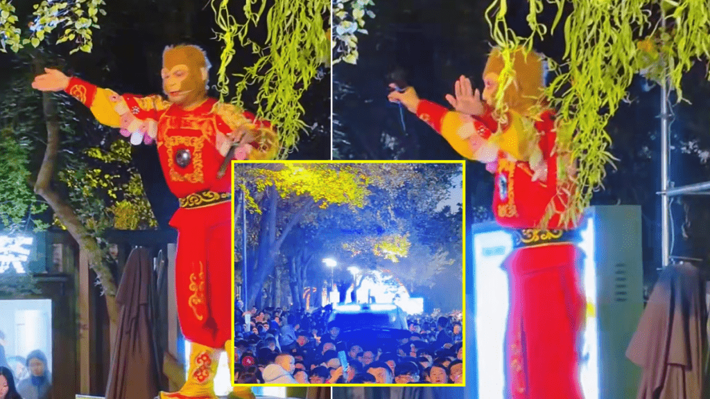 東北最強NPC「雪餅猴」見遊客突暈倒，即停演出除頭套疏導人潮獲讚。