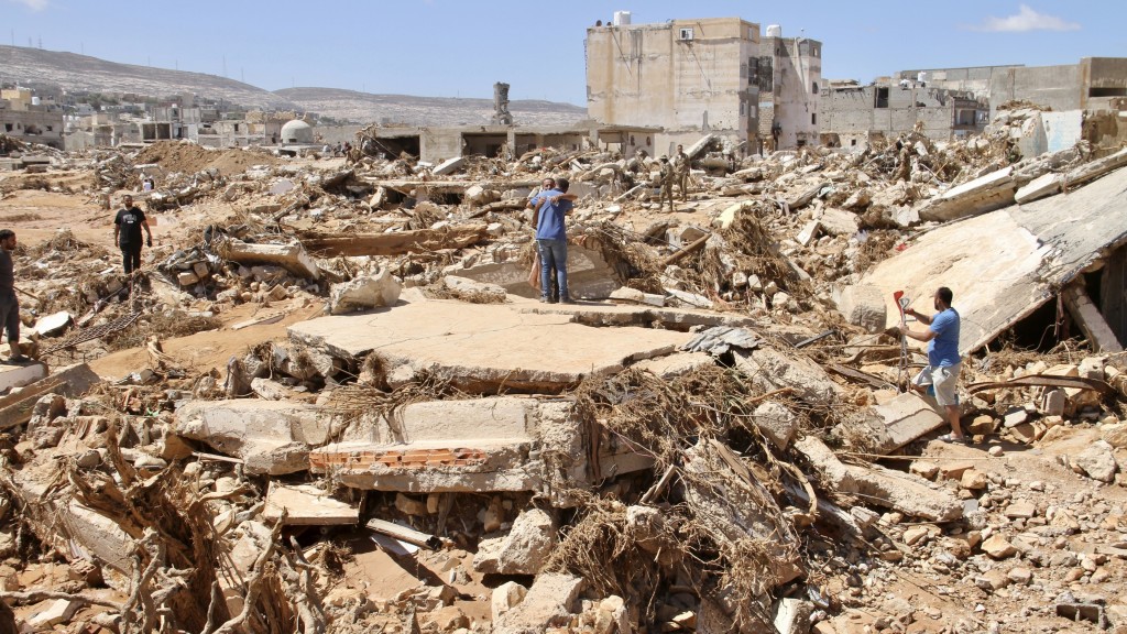 利比亞德爾納被洪水夷平。 美聯社