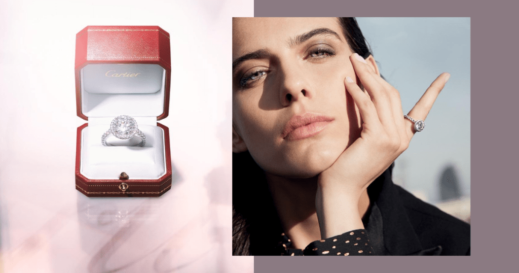 设计清新雅致的钻石指环，正好彰显充满自信与个性的现代女性气质。