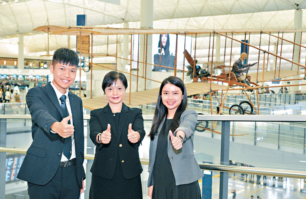 機管局現正接受新一年的MT申請,下月6日截止,圖左至右為楊展希、潘小紅及李霖。