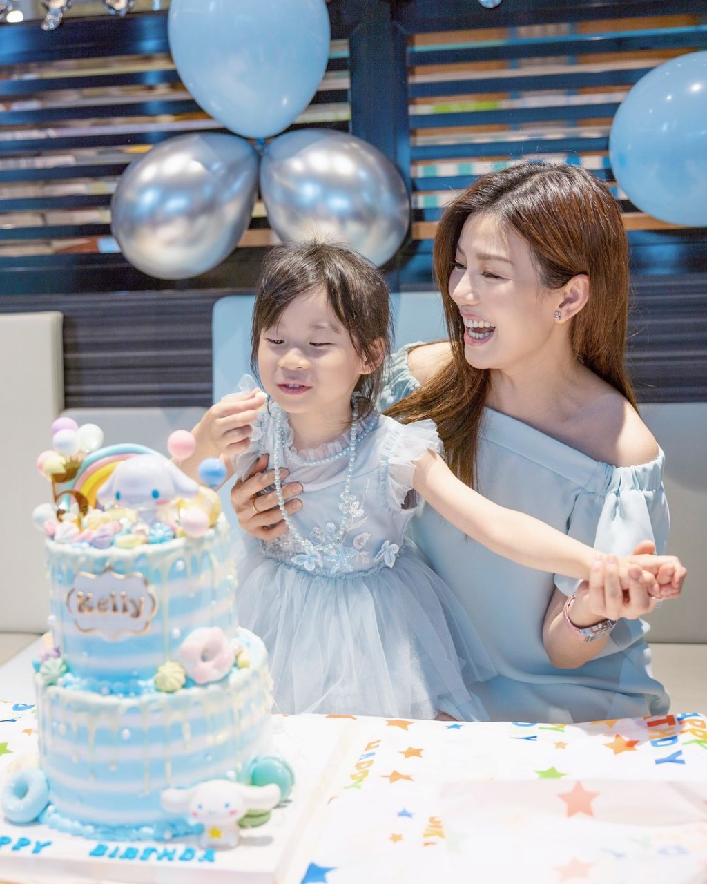 上月底，張美妮為Kelly開生日派對慶祝5歲生日。