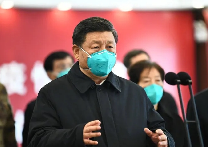 習近平抵達武漢並前往火神山醫院。人民日報圖片