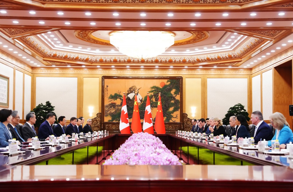 習近平會見來華訪問的加拿大總理卡尼。美聯社