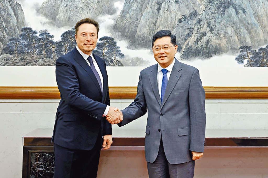 馬斯克相隔3年再次訪華,獲秦剛接見。