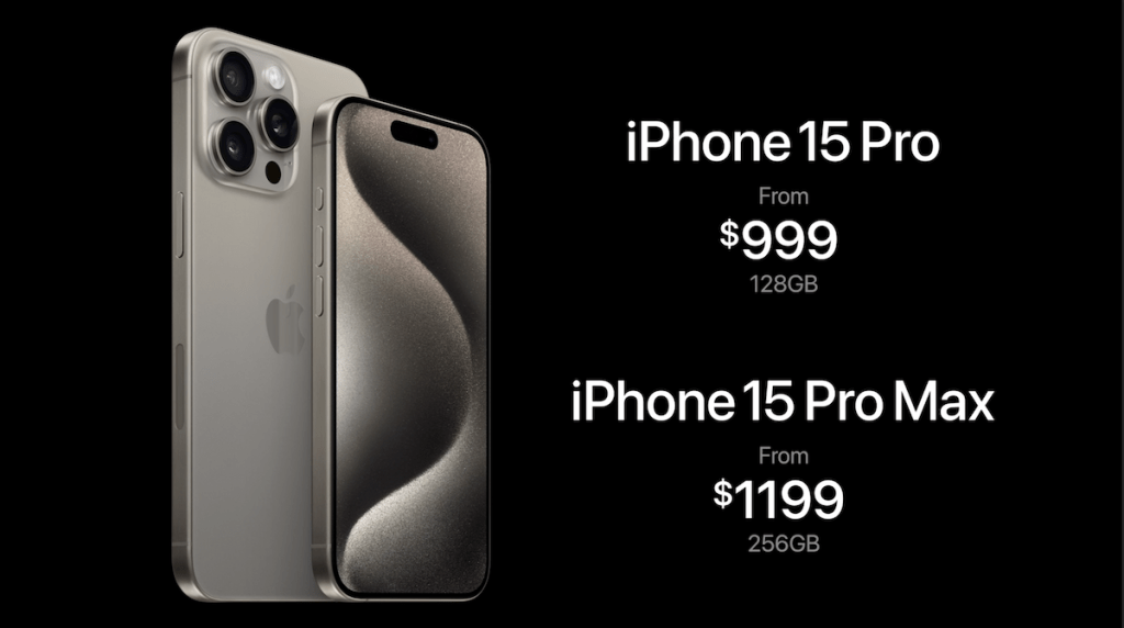  iPhone 15 Pro及iPhone 15 Pro Max本周五開始接受預訂，9月22日賣街，售價分別由999美元起及1,199美元起，由於iPhone 15 Pro Max改由256GB起跳，實際未有如傳聞加價。