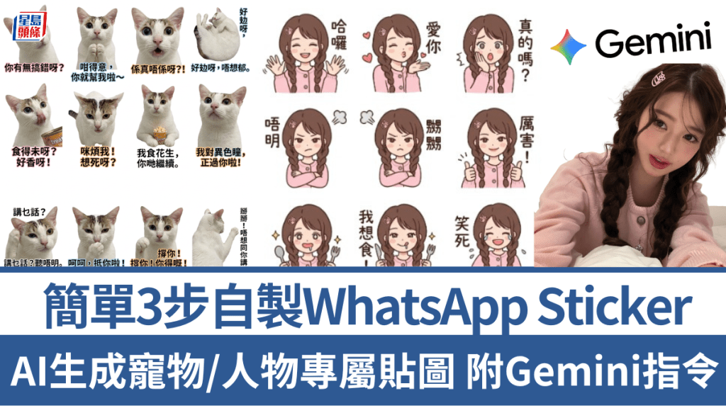 3步自製WhatsApp Sticker！AI生成寵物/人物專屬貼圖 附Gemini指令
