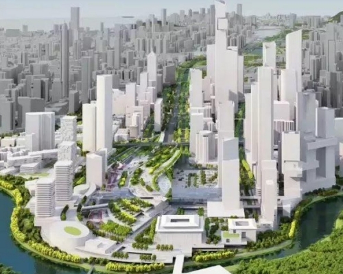 深圳政府有意重新規劃商業區及羅湖口岸範圍，圖為設計模型。