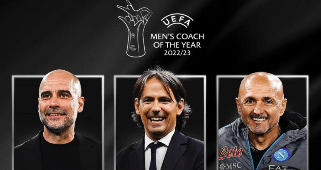 哥迪奧拿、施蒙尼恩沙基 、史巴列提成為最佳教練最後3名候選人。＠UEFA官網