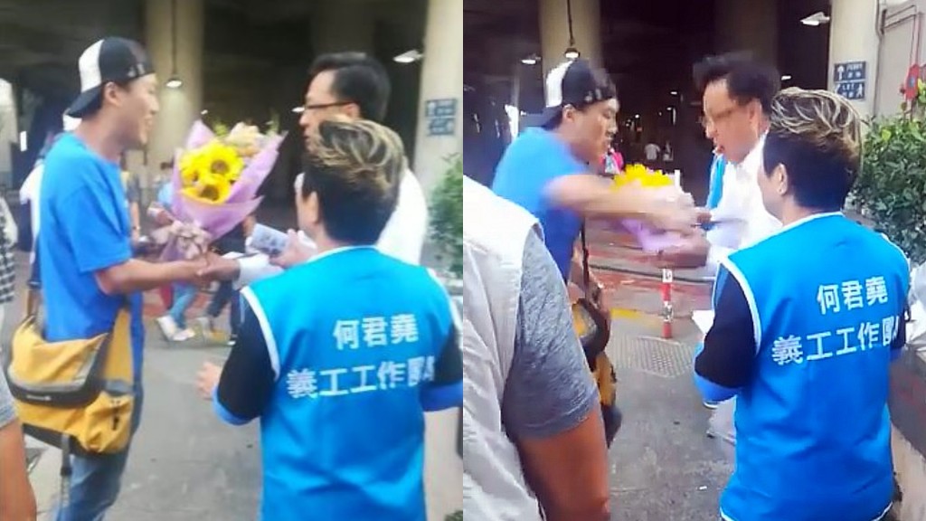 董栢輝當日扮獻花用刀刺向何君堯。資料圖片