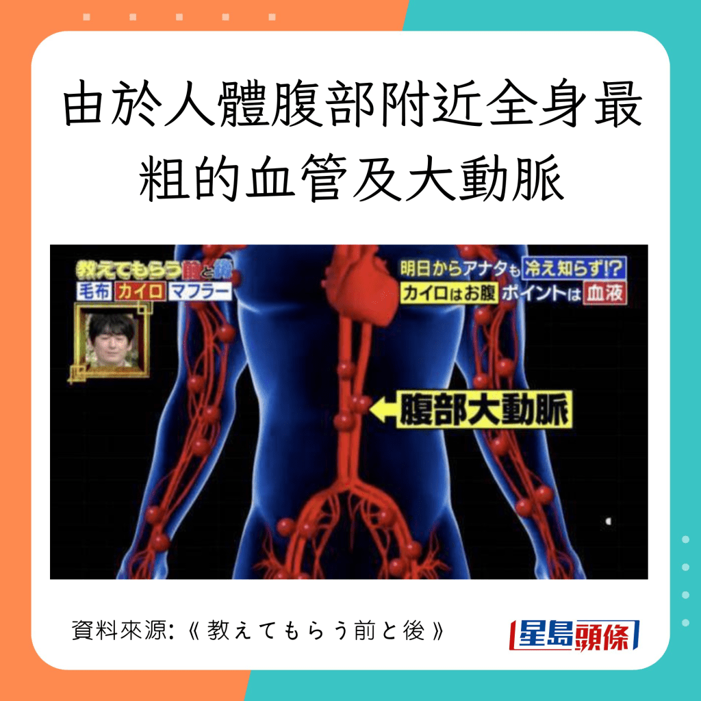 关键在于贴近腹部附近的血管、大动脉