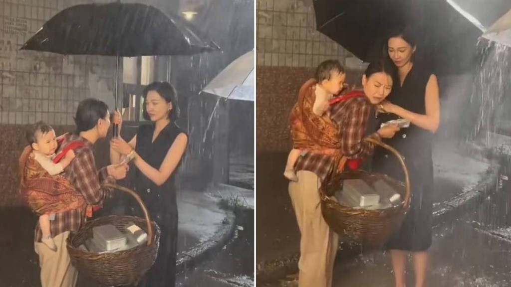 嬰兒演員被雨淋致濕透凍到震，惹起全網怒火。