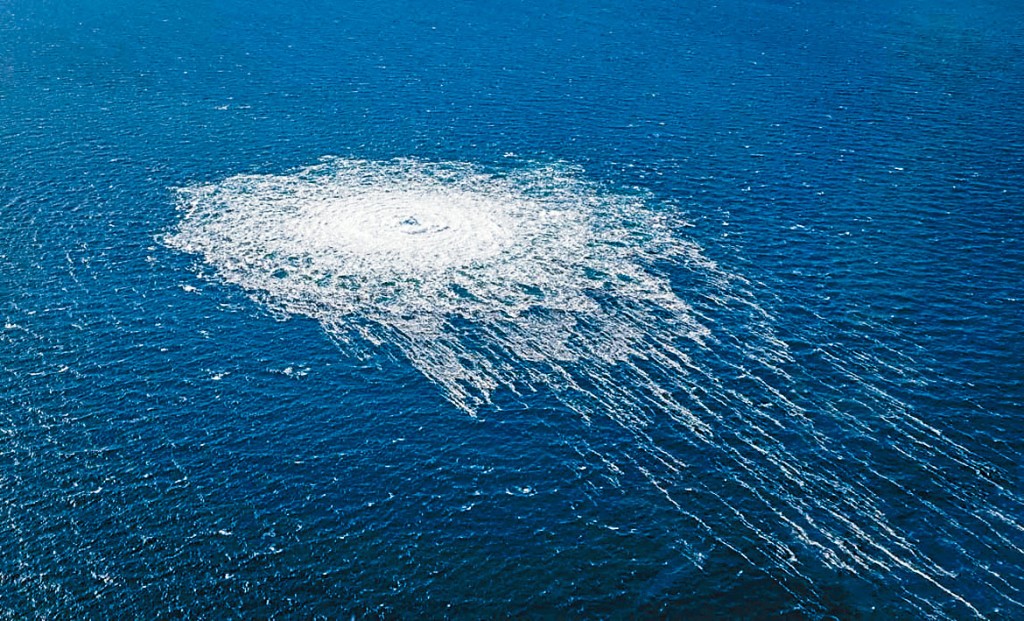 北溪2號天然氣管去年9月水下爆炸,大量氣體泄出波羅的海。