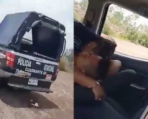 墨西哥警員警車內「車震」遭路人拍下，局長看後將其開除。網圖