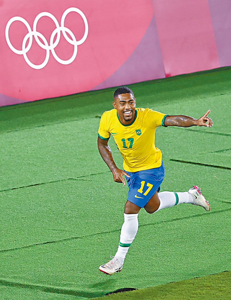 ■馬爾甘入球後慶祝。