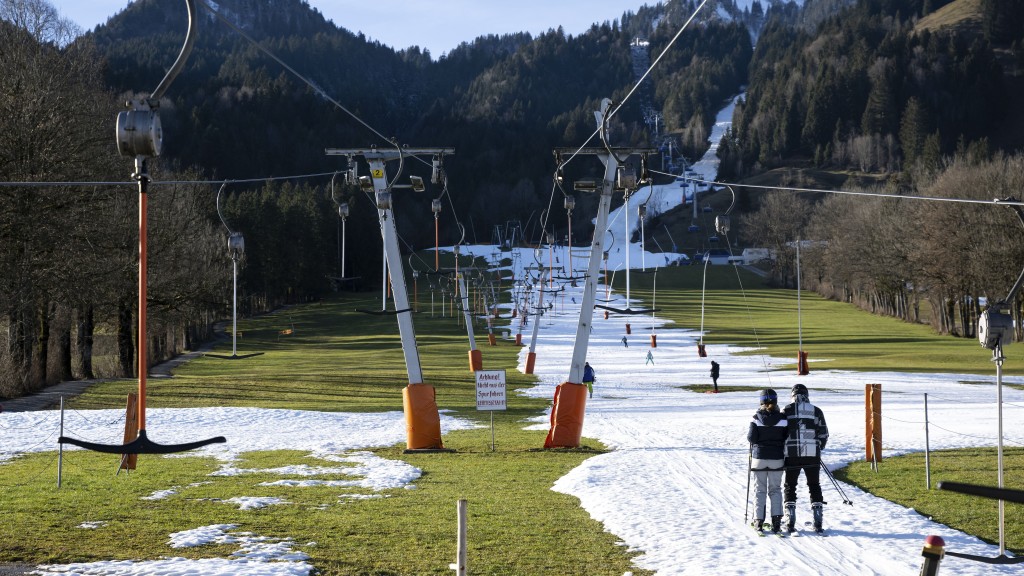 瑞士、奧地利、等國有滑雪勝地的滑雪場「唔夠雪」而被迫關閉。 AP
