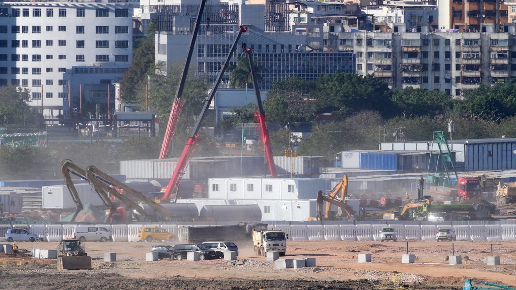 落馬洲方艙醫院地盤。資料圖片
