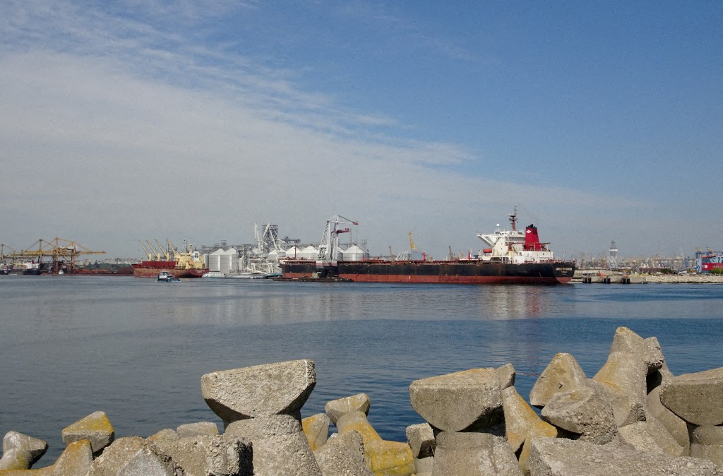 羅馬尼亞黑海港口貨船。路透社