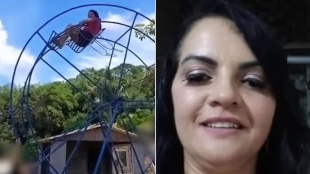 巴西妇人不理警告，硬上儿童摩天轮，头部撞底死亡。YouTube@REDEMAISHD