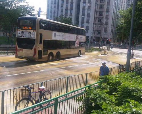 屯門湖翠路爆水管。‎網民黎錦欣‎圖片