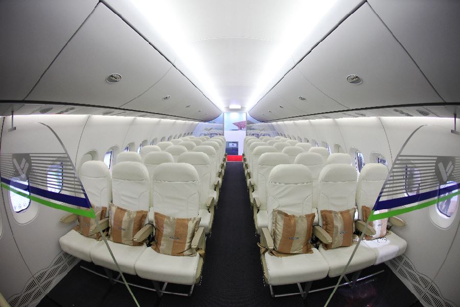 國產客機C919機艙首度曝光。央視網圖片
