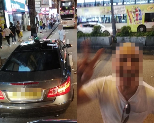 男子將私家車違泊巴士站，更表示自己「一向都係咁」。網民Bus Kantor圖片