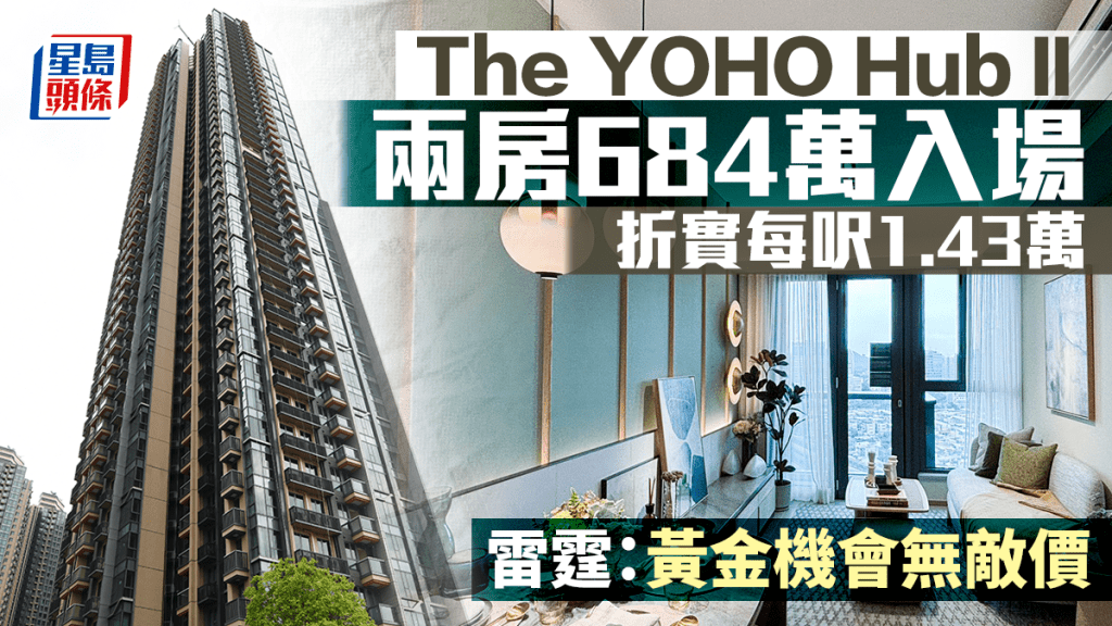 The YOHO Hub II首批94伙 兩房684萬入場 折實每呎1.43萬 雷霆：黃金機會無敵價