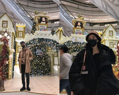 鹿晗同關曉彤今年1月各自在微博貼的照片。