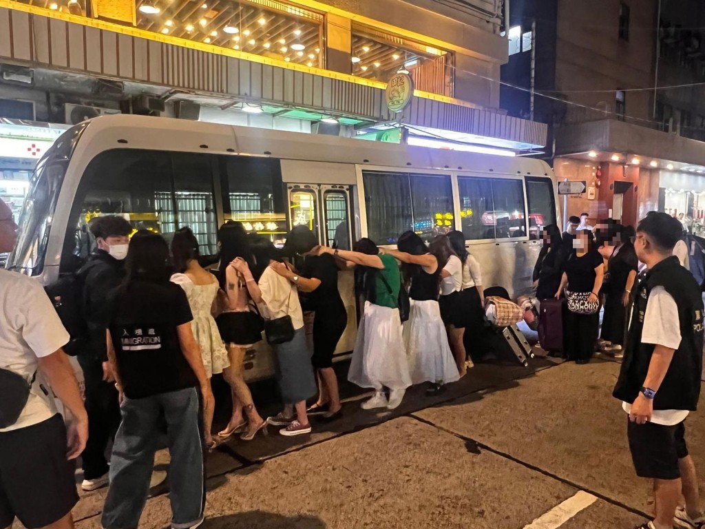 警聯同入境處西九龍掃黃 拘捕44人 最小僅17歲 。警方圖片