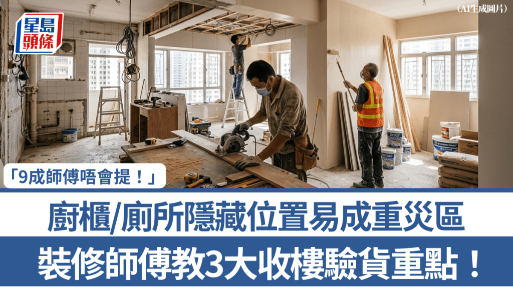 装修师傅教3大收楼验货重点！厨柜/厕所隐藏位置易成重灾区：9成师傅唔会提！