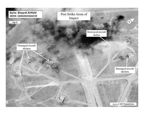 美國日前向敘利亞空軍基地發射飛彈。AP