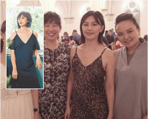 孙燕姿身穿黑色吊带裙参加朋友婚宴，被指发福。网上图片