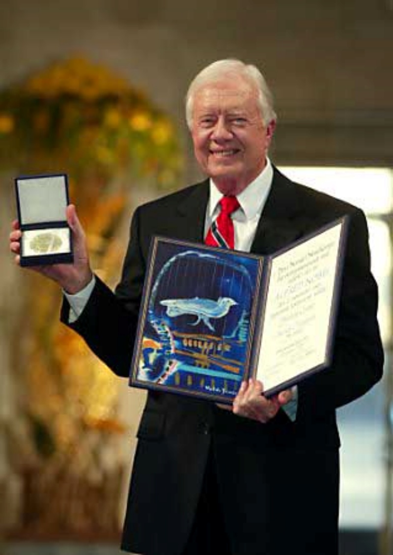 卡特于2002年获授予诺贝尔和平奖。
