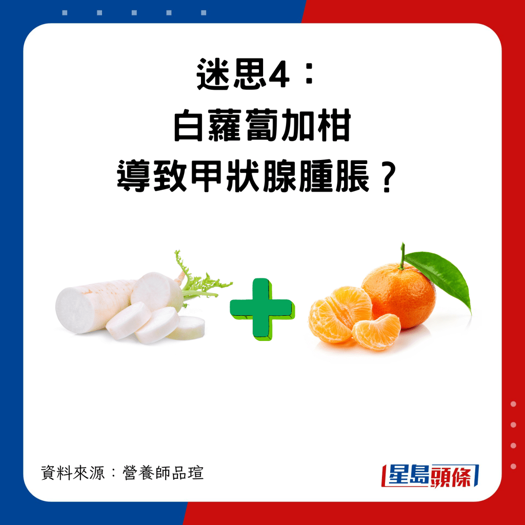 迷思4：白蘿蔔加柑導致甲狀腺腫脹？