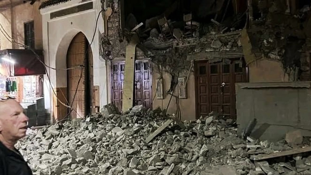 马拉喀什震后景象。 新华社