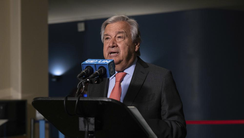 聯合國秘書長古特雷斯警告，全球正面臨冷戰結束以來最嚴重的核危險。AP