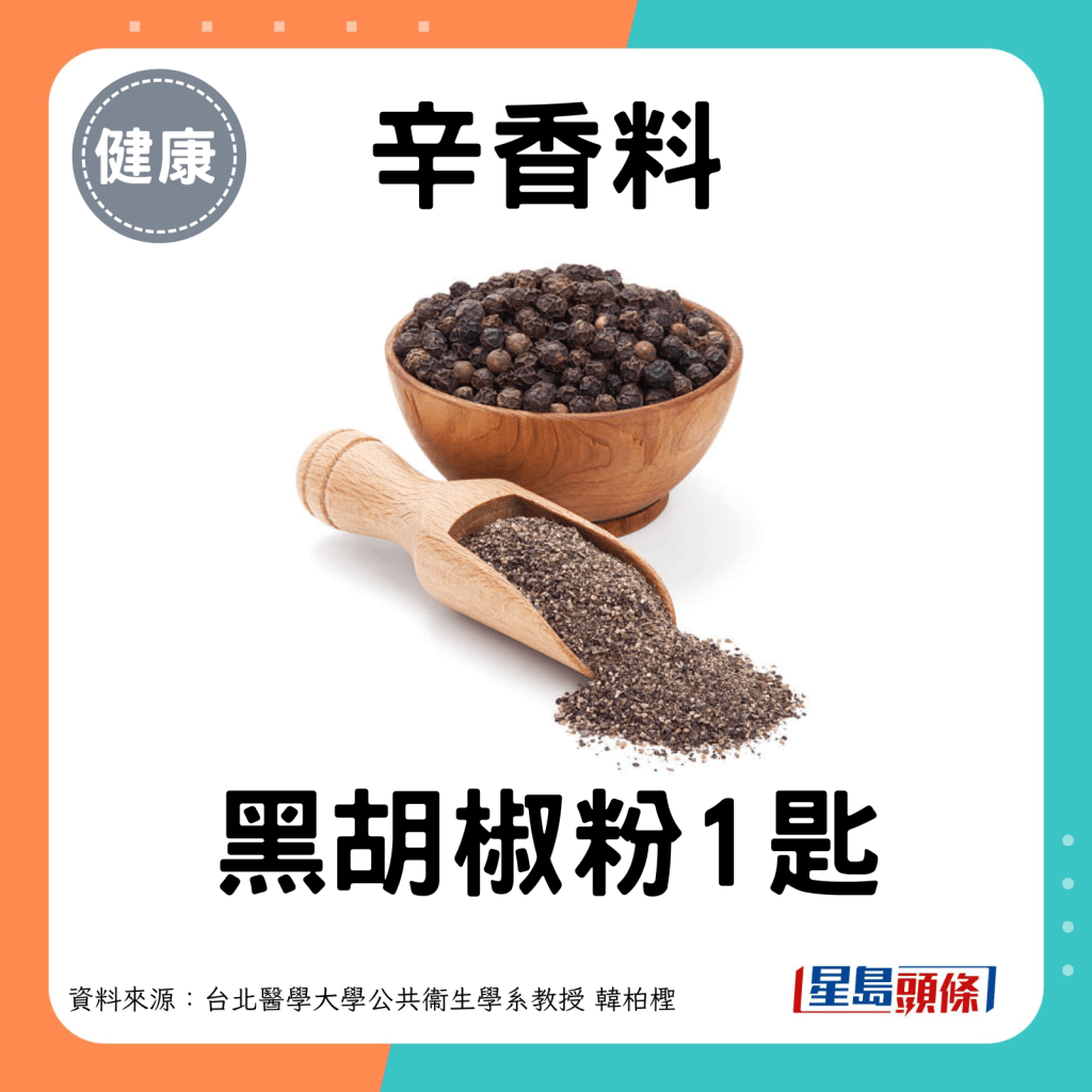 辛香料：黑胡椒粉1匙。