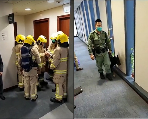 警方及消防到立法會搜查。林卓廷facebook截圖