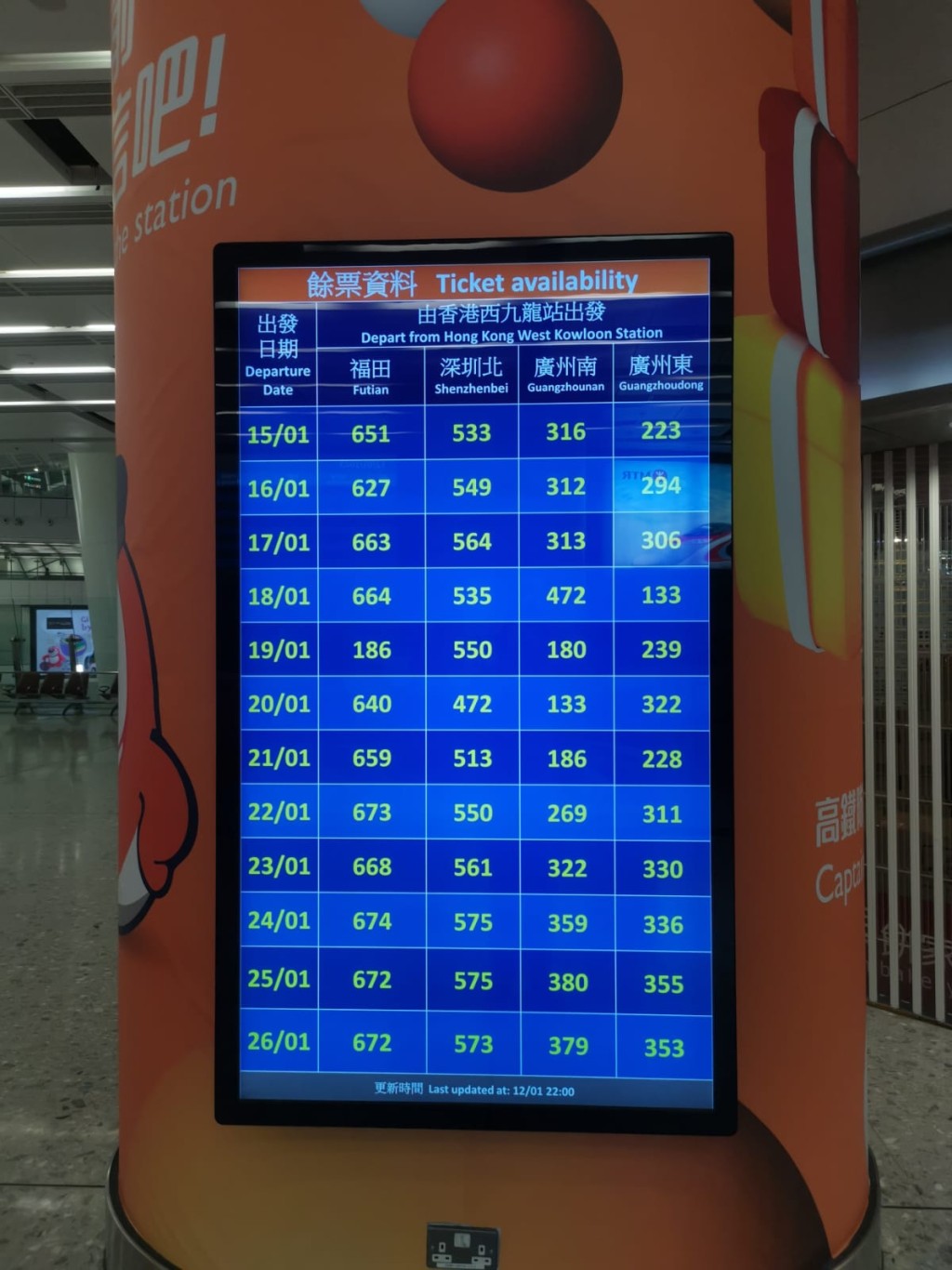 港铁下午起整理了票务情况，并于车站大堂设显示屏发放，定时更新。港铁提供