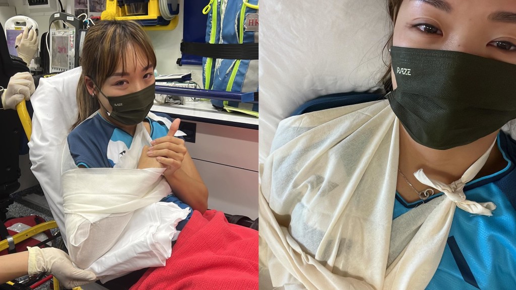 谢影雪右手受伤，送去医院治疗。 谢影雪IG图片