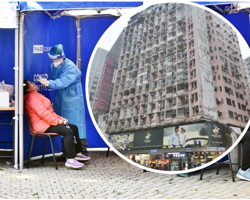 油尖旺區繼前日後,昨日再次單日多15宗個案,當中4人居油麻地金勳大廈(小圖)。資料圖片