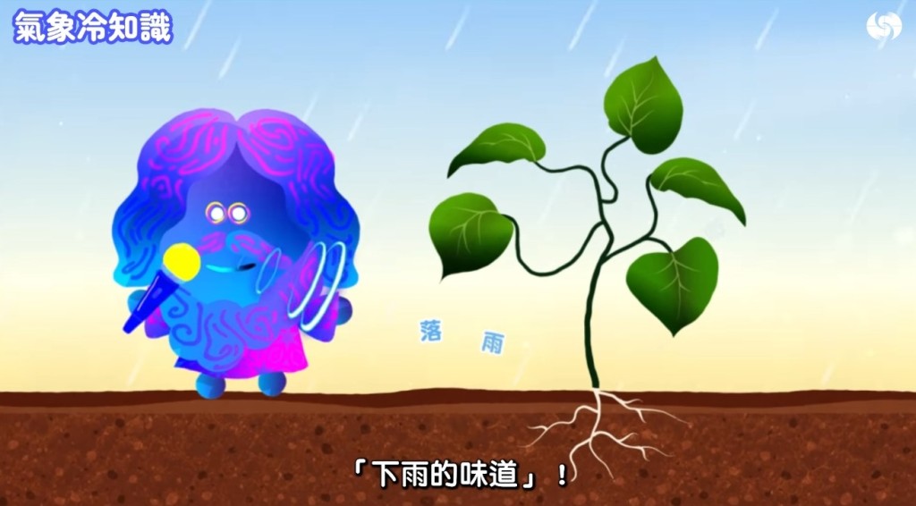 香港天文台《氣象冷知識》「汪汪夢裏聞:下雨的味道」截圖。 香港天文台《氣象冷知識》「汪汪夢裏聞:下雨的味道」截圖。