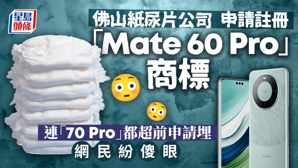 佛山紙尿褲公司搶注「Mate 60 Pro」商標