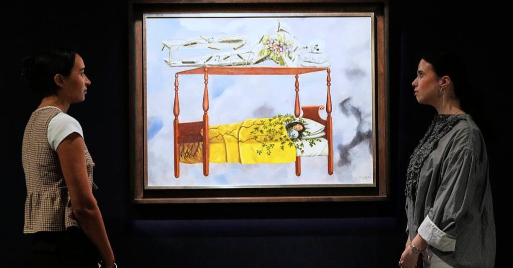 卡蘿自畫像以逾4.2億成交， 打破女藝術家作品拍賣紀綠。美聯社