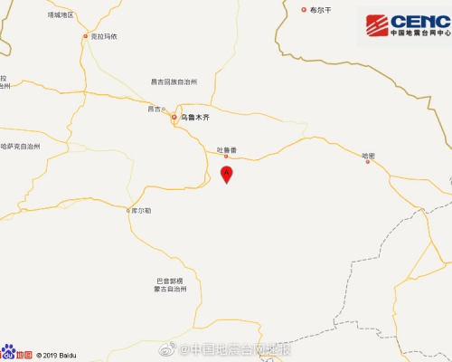 地震发生在新疆吐鲁番市高昌区附近。图:中国地震台网