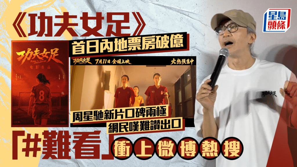 周星馳最新電影《功夫女足》首日票房破億口碑兩極 「#難看」衝上微博熱搜  網民嘆難讚出口