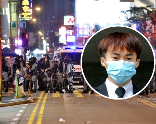 17歲男學生陳軍佑(小圖)去年1月中在旺角用磚頭襲警員左手。資料圖片