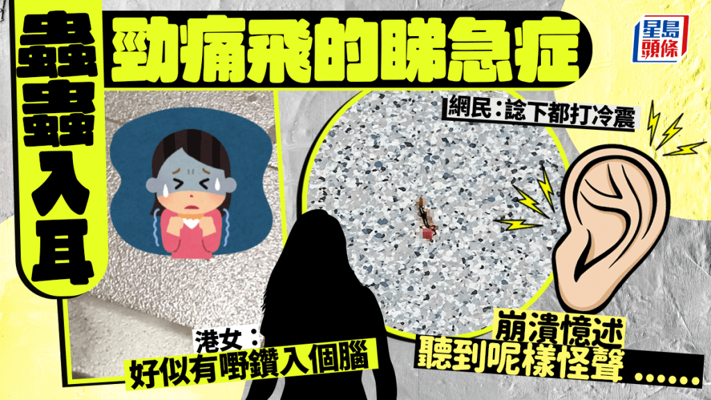 蟲蟲入耳勁痛睇急症 港女崩潰:似有嘢鑽入個腦聽到呢樣怪聲 網民嚇到打冷震 蟲蟲入耳勁痛睇急症 港女崩潰:似有嘢鑽入個腦聽到呢樣怪聲 網民嚇到打冷震