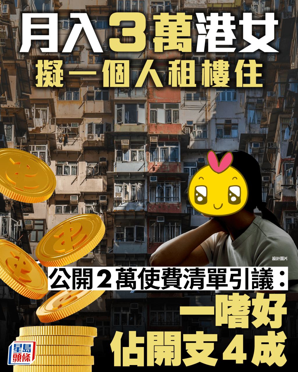 月入3萬港女擬一個人租樓住 公開2萬使費清單引議:一嗜好佔開支4成 月入3萬港女擬一個人租樓住 公開2萬使費清單引議:一嗜好佔開支4成