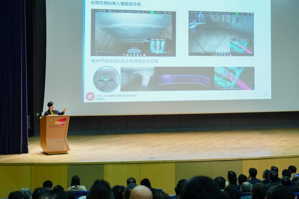 何永賢表示,可採用無人機結合AI檢查外牆、排水渠等,還有飛進較難施工的升降機井道或其他密閉空間,精準找出問題所在。 何永賢表示,可採用無人機結合AI檢查外牆、排水渠等,還有飛進較難施工的升降機井道或其他密閉空間,精準找出問題所在。